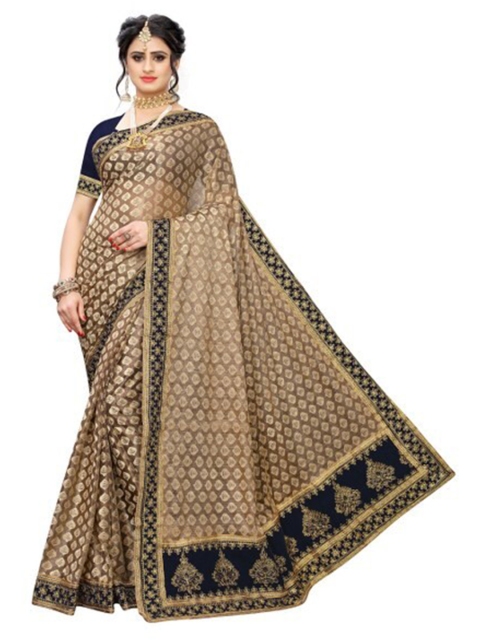 

Yashika Navy Blue Woven Design Silk Blend Saree