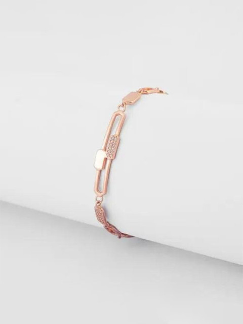 

SILBERRY Women 925 Sterling Silver Rose Gold Plated Cubic Zirconia Link Bracelet