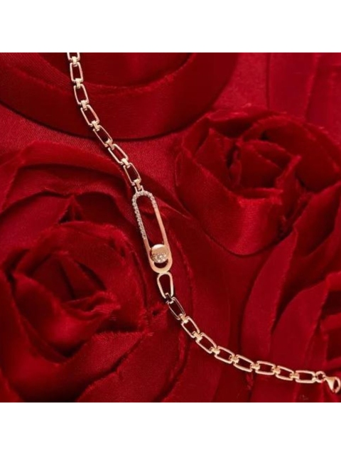 

SILBERRY Women Rose Gold Silver Cubic Zirconia Rose Gold-Plated Link Bracelet