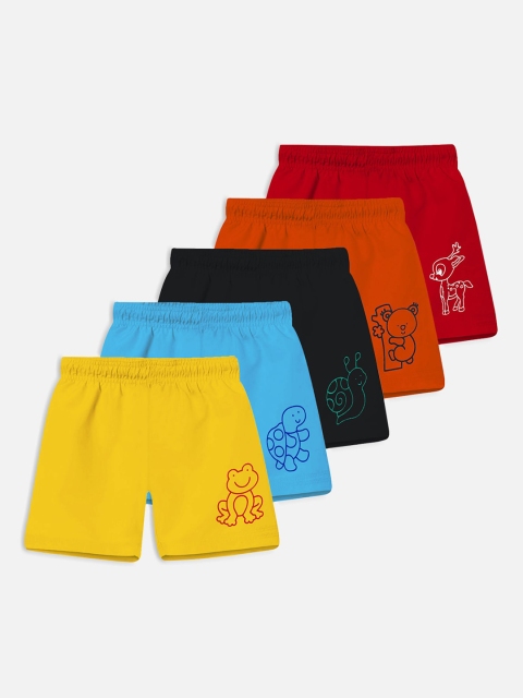 

Trampoline Pack of 5 Unisex Kids Yellow Printed Cotton Shorts