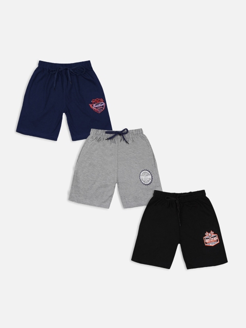 

Trampoline Kids Set of 3 Printed Cotton Shorts, Black
