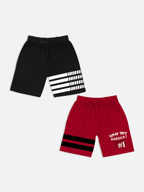 

Trampoline Unisex Kids Black and Red Pack of 2 Printed Shorts