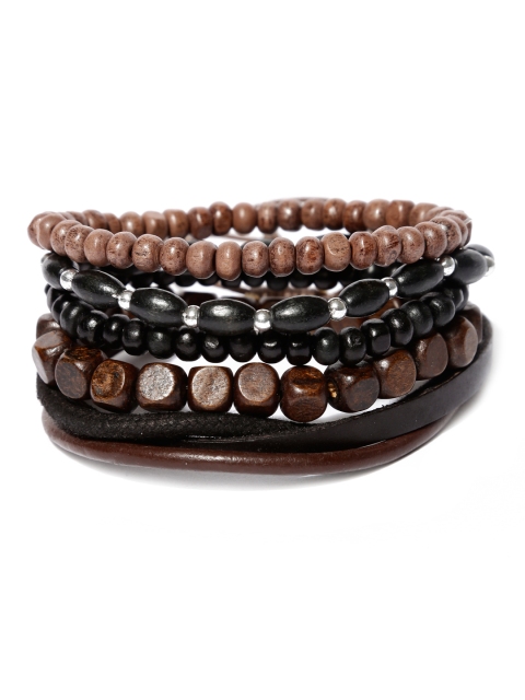 

The Bro Code Men Set of 5 Bracelets, Brown