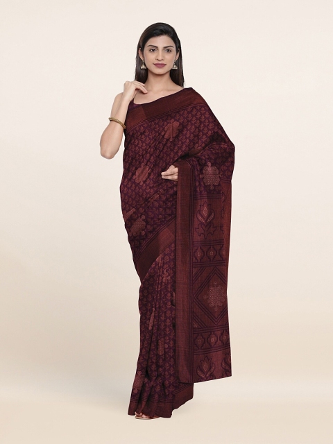 

Pothys Burgundy & Gold-Toned Ethnic Motifs Saree