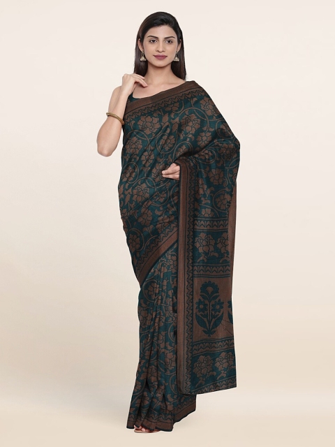 

Pothys Green & Gold-Toned Ethnic Motifs Printed Saree