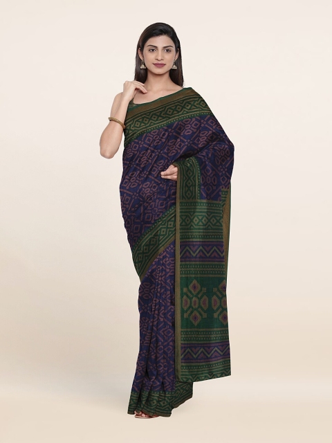 

Pothys Blue & Green Printed Zari Saree