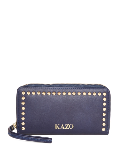 

Kazo Women Navy Metallic Studded Wallet, Navy blue