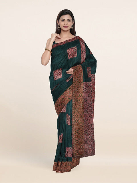 

Pothys Green & Pink Ethnic Motifs Saree