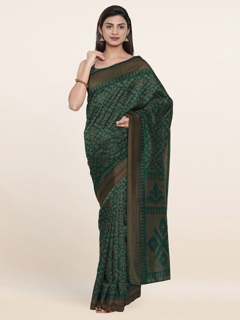 

Pothys Green & Gold-Toned Printed Saree