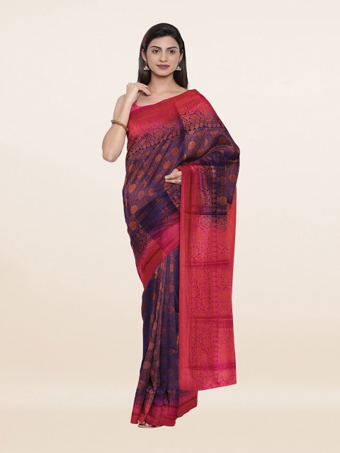 

Pothys Navy Blue & Magenta Woven Design Banaras Art Silk Saree