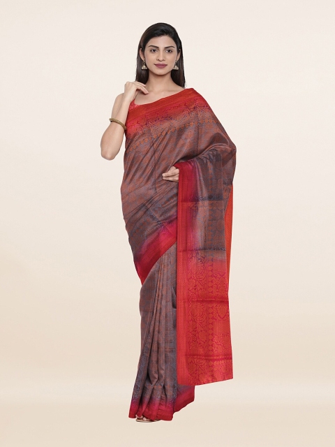 

Pothys Grey & Red Woven Design Banaras Art Silk Saree