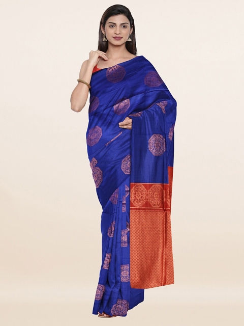 

Pothys Blue & Orange Ethnic Motifs Saree