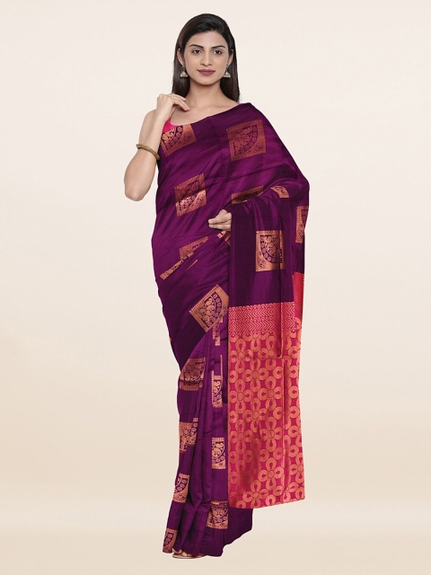 

Pothys Violet & Gold-Toned Woven Design Cotton Blend Saree