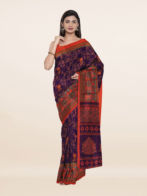 

Pothys Blue & Red Ethnic Motifs Saree