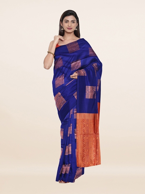 

Pothys Blue & Red Woven Design Cotton Blend Saree