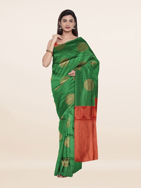 

Pothys Green & Red Cotton Blend Saree