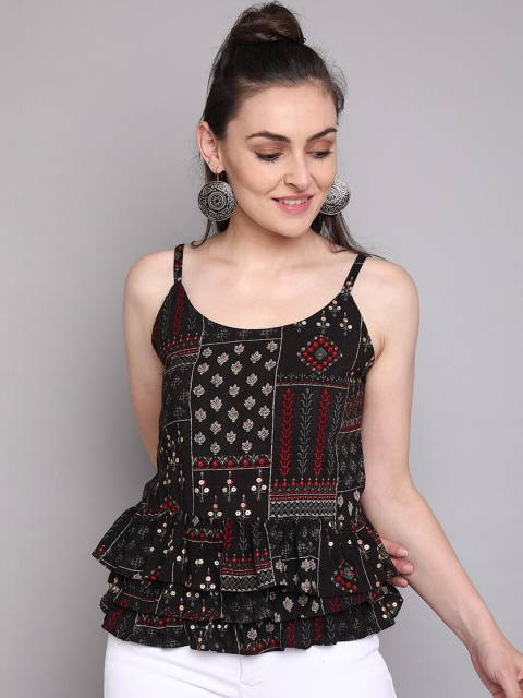 

J Turritopsis Black Floral Print Top