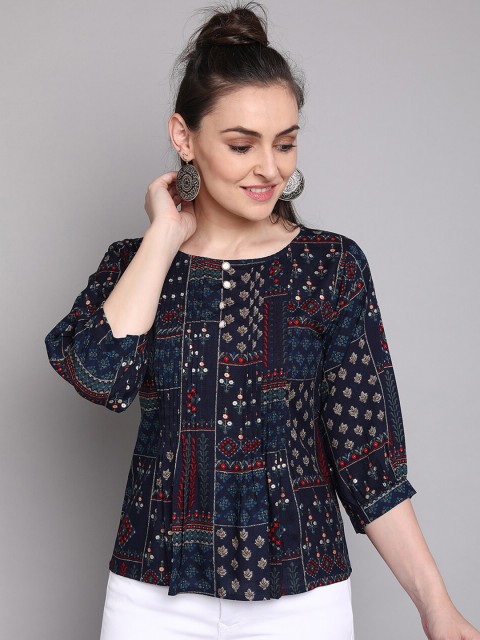 

J Turritopsis Navy Blue Print Top