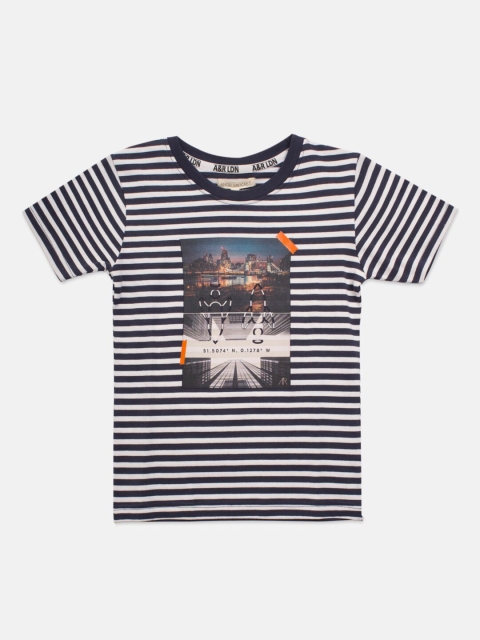 

Angel & Rocket Boys White & Black Striped T-shirt