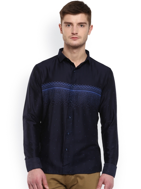 

DENNISON Men Blue Printed Slim Fit Casual Shirt