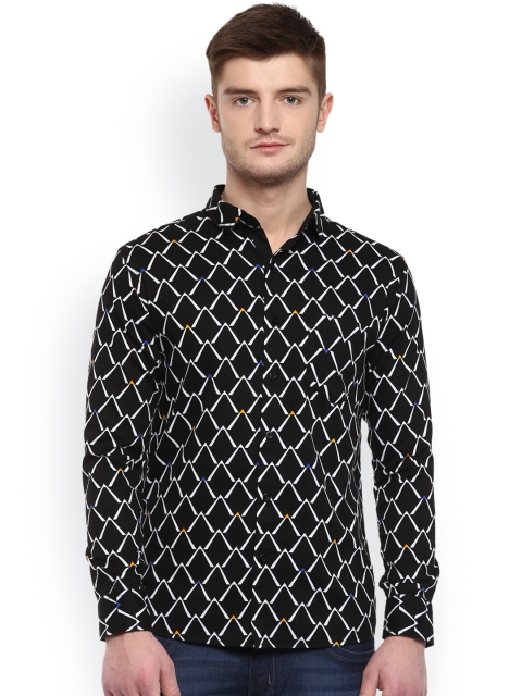 

DENNISON Men Black Printed Slim Fit Casual Shirt