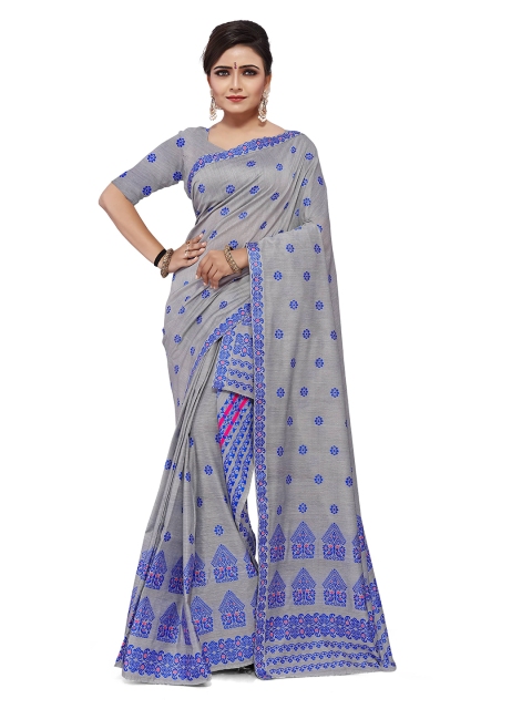 

Skirans Grey Ethnic Motifs Assamese Mekhela Chador Saree