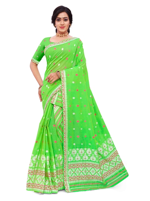 

Skirans Green Woven Design Assamese Mekhela Chador Saree