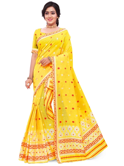 

Skirans Yellow & Red Ethnic Motifs Assamese Mekhela Chador Saree