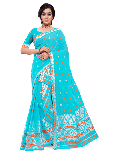 

Skirans Blue Woven Design Assamese Mekhela Chador Saree