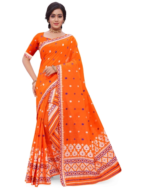 

Skirans Orange & White Ethnic Motifs Assamese Mekhela Chador Saree