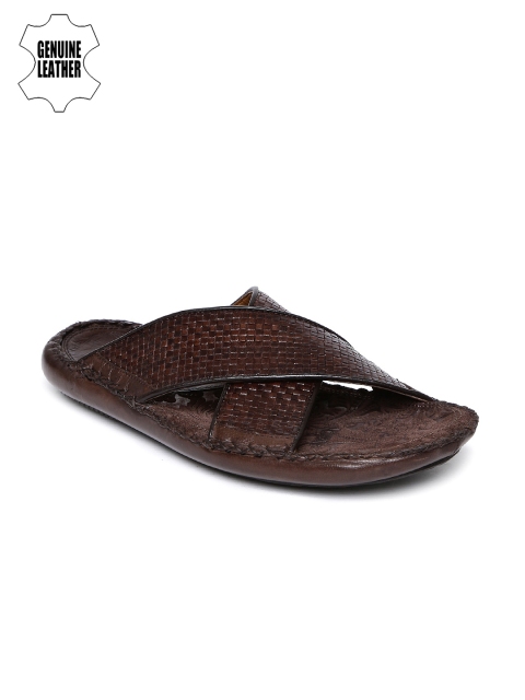 

Ruosh Men Brown Genuine Leather Textured Sandals