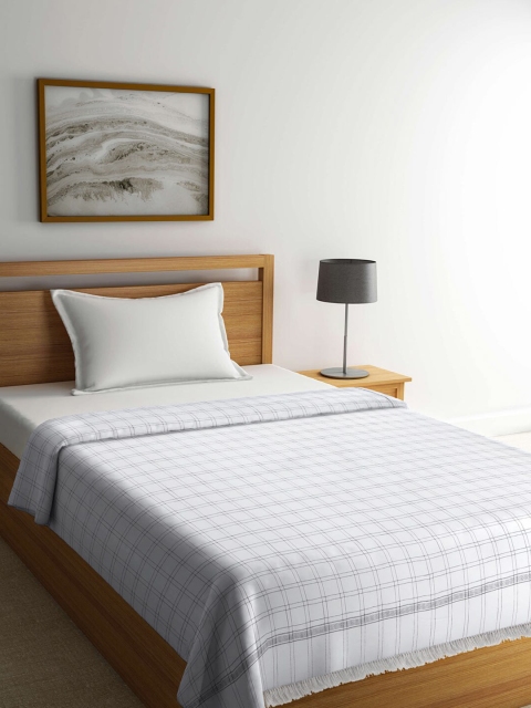 

KLOTTHE White & Black Checked Summer 233 GSM Single Bed Dohar