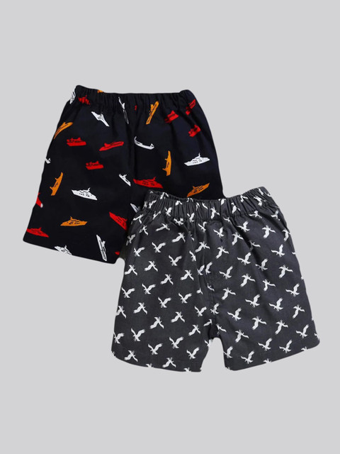 

The Magic Wand Boys Navy Blue & Grey Printed Pure Cotton Shorts Pack Of 2