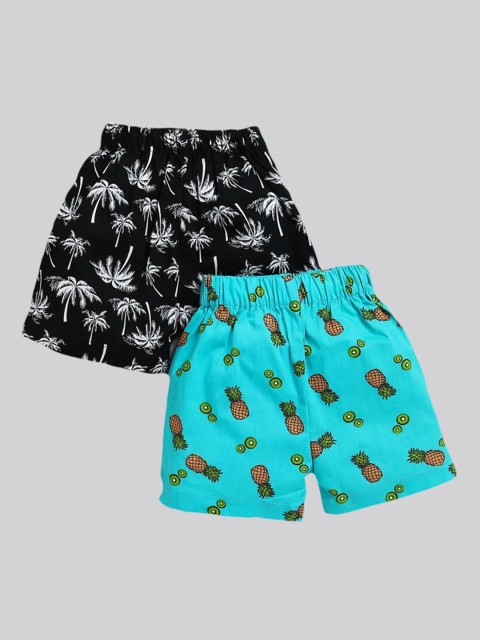 

The Magic Wand Boys Blue & Black Printed Pure Cotton Shorts Pack Of 2