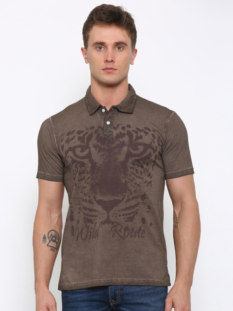 

RIG Brown Printed Polo T-shirt