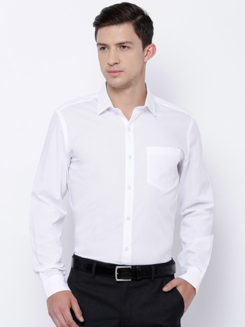 

Black coffee Men White Slim Fit Solid Formal Shirt