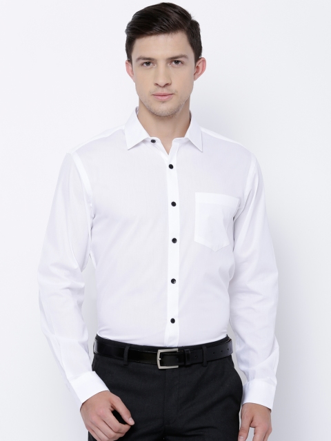 

Black coffee Men White Slim Fit Solid Formal Shirt