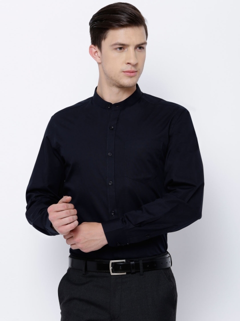 

Black coffee Men Navy Slim Fit Solid Formal Shirt, Navy blue