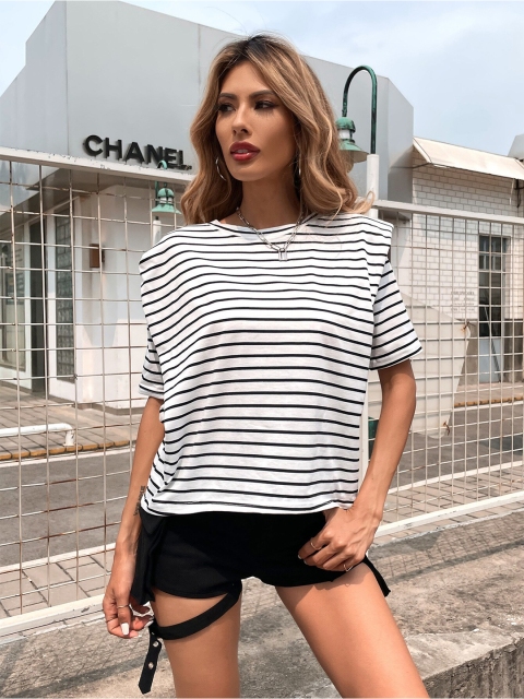 

BoStreet White Striped Top