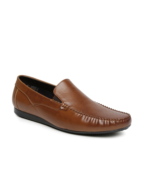 

San Frissco Men Tan Brown Perforated Semiformal Slip-Ons