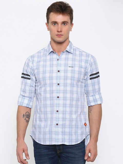 

Indigo Nation Street Men White & Blue Checked Casual Shirt