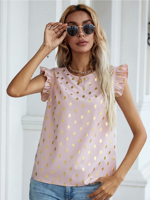 

BoStreet Pink Print Ruffles Top