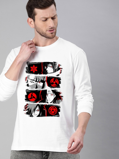 

BE AWARA Men White Printed Applique T-shirt