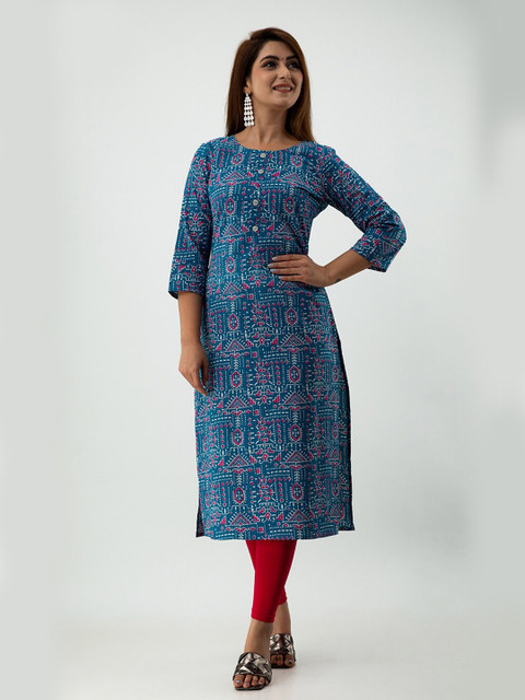 

SKY SHOPPIE Women Blue & Pink Ethnic Motifs Printed Kurta