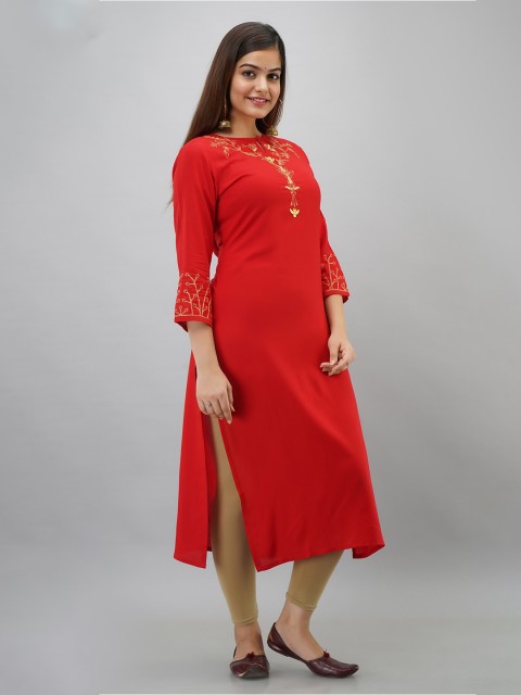 

SKY SHOPPIE Red Embroidered Kurti