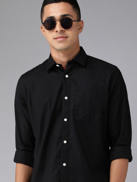 

Van Heusen Sport Men Black Solid Slim Fit Pure Cotton Casual Shirt