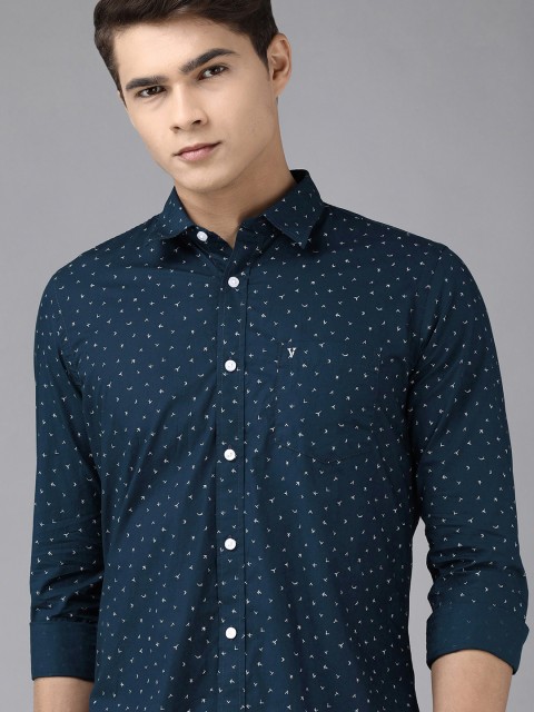 

Van Heusen Sport Men Navy Blue Slim Fit Printed Pure Cotton Casual Shirt