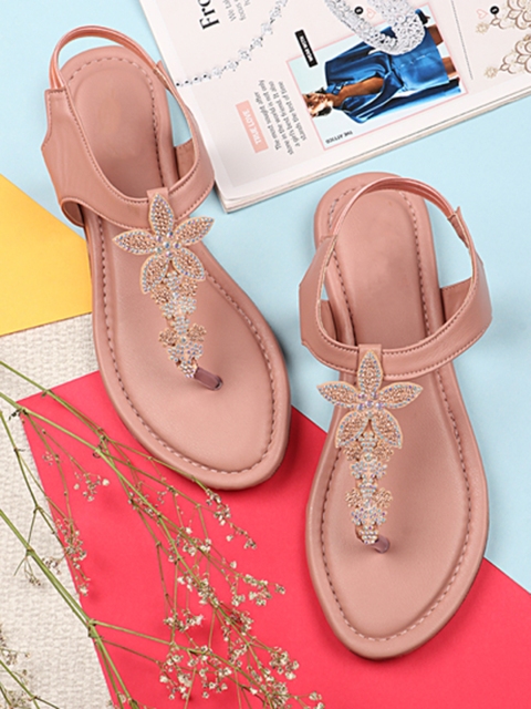 

THE WHITE POLE Women Pink Ethnic Open Toe Flats