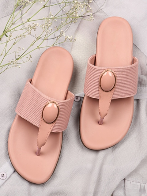 

THE WHITE POLE Women Pink Ethnic Open Toe Flats with Buckles