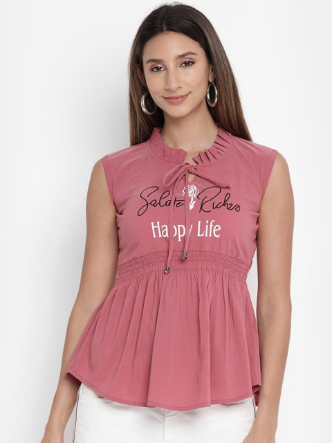 

V2 Value & Variety Purple Print Tie-Up Neck Top